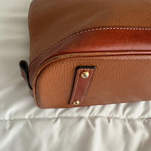 Dooney & Bourke Dome Tan/Brown Satchel Shoulder Bag Cross Body Pebbled Leather